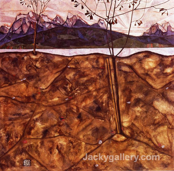 River Landscape by Egon Schiele paintings reproduction